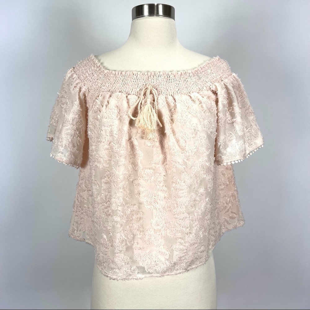 BB Dakota pink textured shoulder Albert blouse